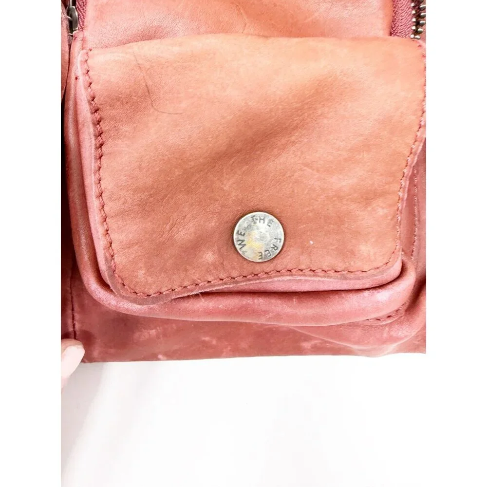 We The Free Free People Ledger Leather Crossbody Bag Purse Crimson Red One‎ Size